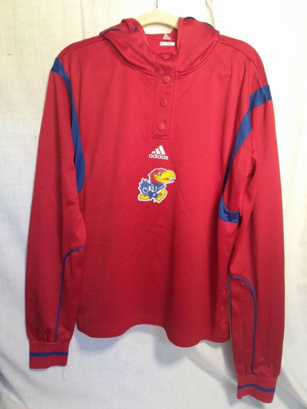 Adidas Kansas Jayhawks Red Pullover Basketball Warm Up Hoodie Womens Large